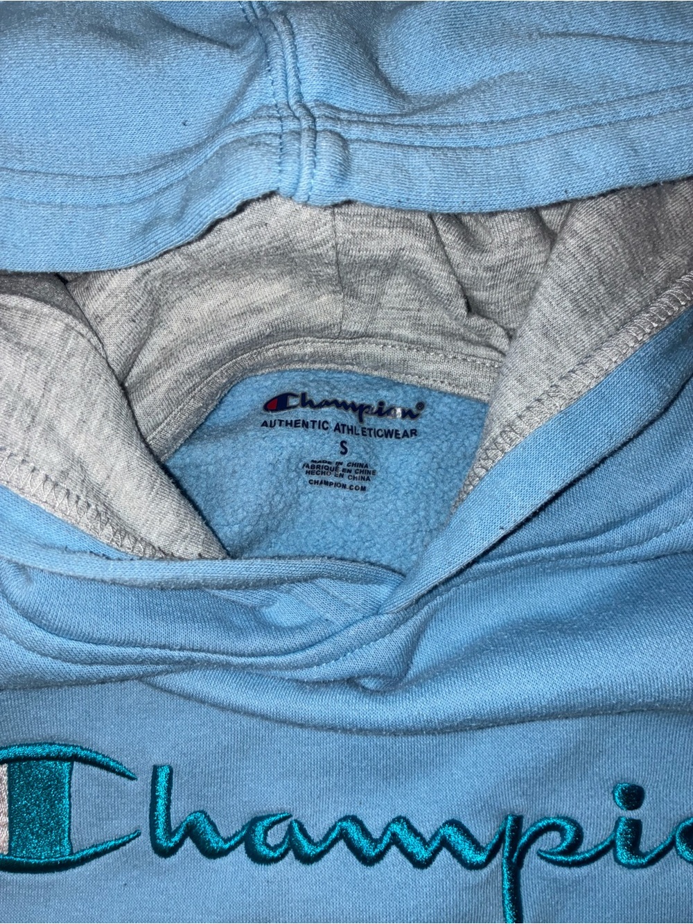 Champion Kids Sky Blue Hooded Pullover Sweatshirt - Picture 3 of 3